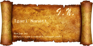 Igari Nanett névjegykártya